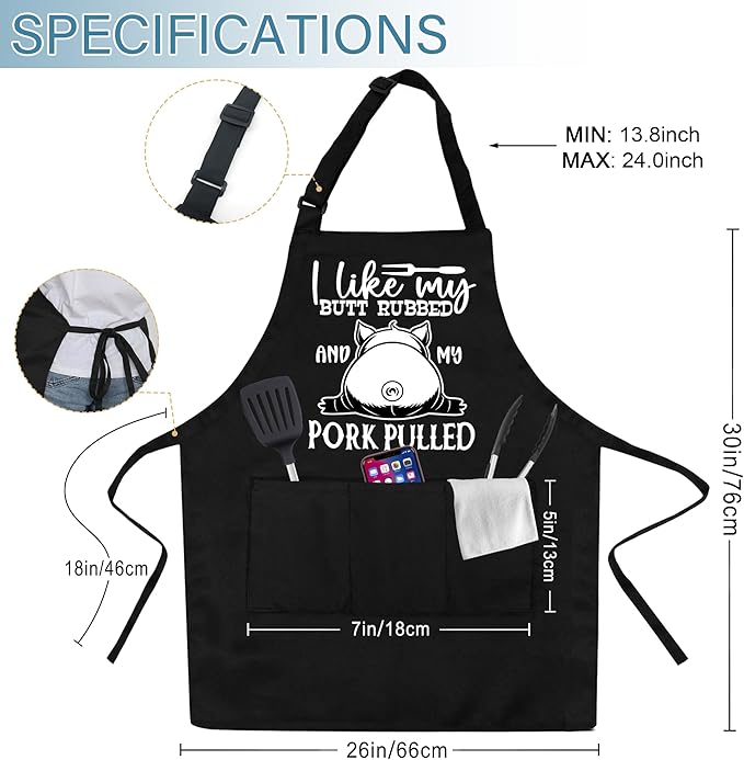 Grilling Aprons for Men,Cnavas Corss Back with Large Pockets Adjustable Chef Aprons, Funny Gifts for Men