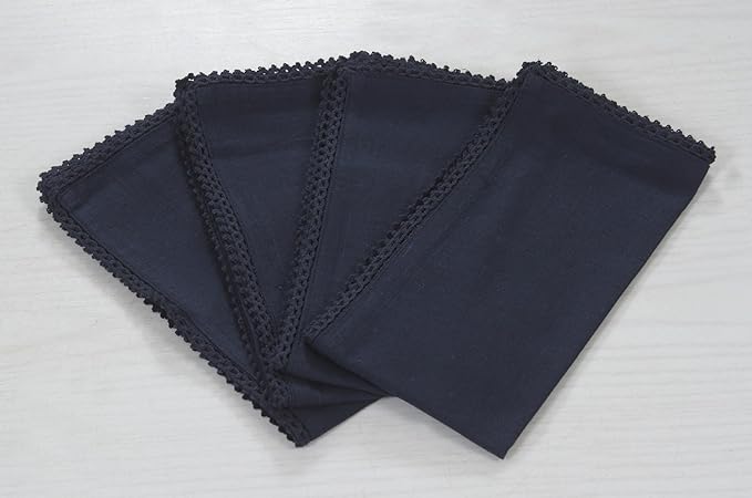ACCENTHOME Navy Cloth Napkins Set of 6 18x18 inch Cotton Dinner Napkins - Washable Soft Premium Hotel Quality Reusable Napkins Perfect Table Napkins for Family Dinners, Weddings & Everyday Use