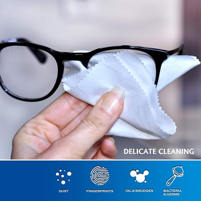AAwipes Eyeglasses Cleaning Cloth Microfiber Cleaning Cloths 30 Pack for Cleaning Glasses, Lenses, Phones, Screens, Camera,Silverware, Any Other Delicate Surfaces (6"x7", 10 White + 20 Dark Grey)