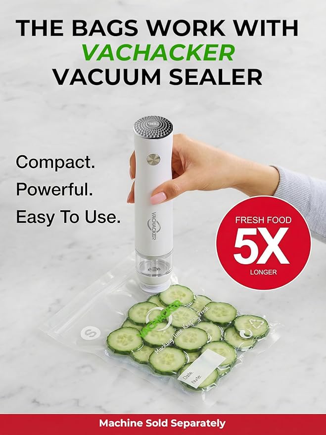 30 Pack Multi-Size Reusable Vacuum Sealer Bags with Valve(15 Small 8"x8", 15 Medium 10"x11"), BPA Free Replacement Bags for Handheld Sealer, Perfect Starter Kit Refill, Dishwasher & Freezer Safe