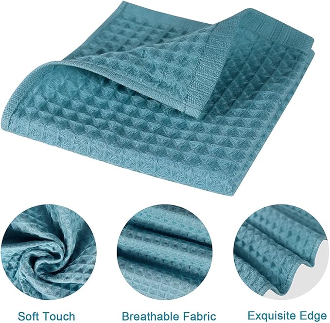 vfaejll 12 Pcs 13" x 13" Waffle Weave Kitchen Dish Cloths Set, 100% Cotton Super Absorbent Dish Towels for Washing Dishes & Drying, Multi Color