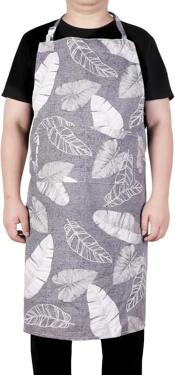 LOLOMLO Oversize Canvas Cotton Apron, Extra Large Aprons with Long Strap, Adjustable Neck Tear Resistant Plus Size aprons