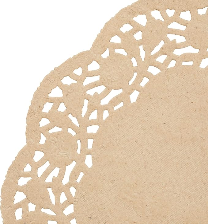 Juvale Paper Placemats - 9-Inch Brown, 250 Pack - Disposable Round Placemats & Doilies for Tables - Tea Party Decorations