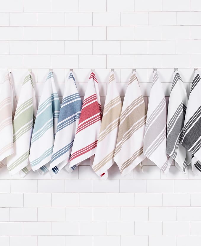 All-Clad Dual-Purpose Kitchen Towels: Highly Absorbent - 100% Cotton, 17"x30" Dish Towels for Cleaning & Drying Dishes & Glassware, 3-Pack, Titanium