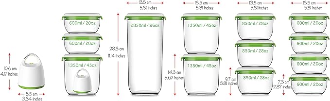 FOSA Vacuum Seal Food Storage System Reusable Container Deluxe Set with Vacuum and 10 Reusable containers