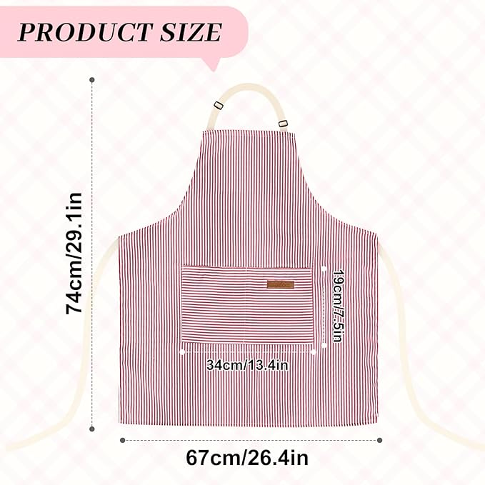 2Pack Adjustable Kitchen Apron for Women Men with 2 Pockets，Cotton-Polyester Blend Bib Aprons for Cooking,Baking