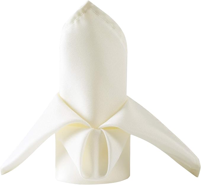 Bailarina Cloth Napkins Set of 40,17x17 inches Dinner Napkins Cloth Washable,Polyester Square Table Cloth Napkin Bulk with Hemmed Edges Ideal for Banquets, Parties and Weddings-Ivory