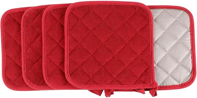5 Pack Pot Holders for Kitchen Easy-Care Cotton Machine Washable hot Pads for Kitchen for Cooking and Baking Oven Burgundy
