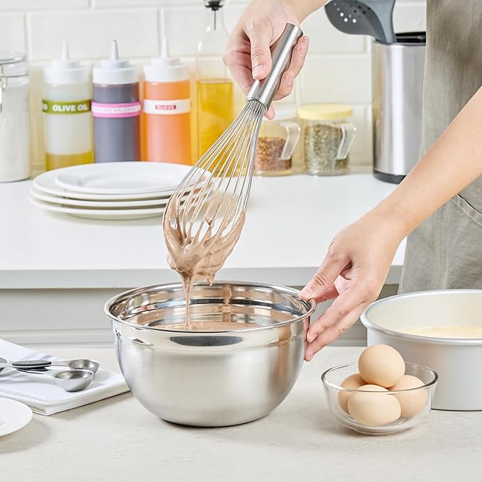 Met Lux 12 x 2.5 x 2.5 Inch Baking Whisk With Ergonomic Handle - Dishwashable Stainless Steel Whisk For Whipping Or Cooking