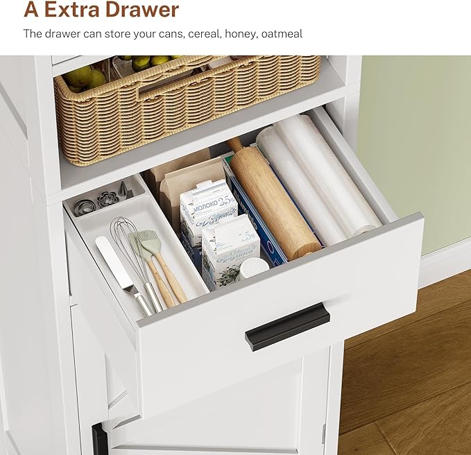TEENFON 67" H Tall Storage Cabinet with 2 Doors, Bathroom Storage Cabinet, Kitchen Pantry Cabinets for Living Room, Dining Room, Bathroom, White
