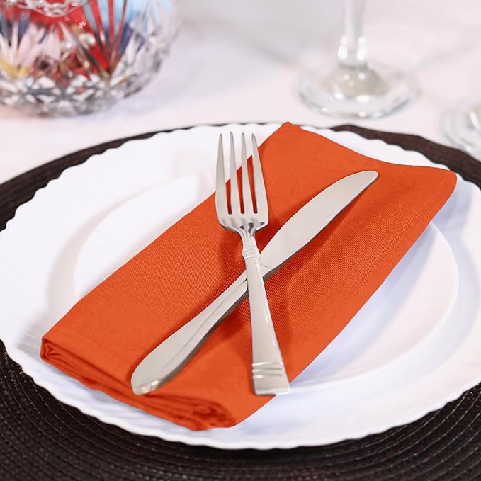 Utopia Home Orange Cloth Napkins (12 Pack, 18x18 Inches), Ideal Dinner Napkins for Halloween, Thanksgiving, Party, Wedding and Lunch/Dinner