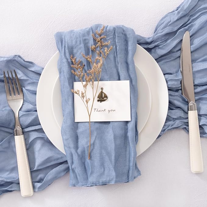 50 Pack Dusty Blue Cheesecloth Napkins Cloth Spring Summer Cloth Napkins Washable Set of 50 Bulk 21x21 Inches for Wedding Baby Bridal Shower Birthday Dinner Party Table Decor