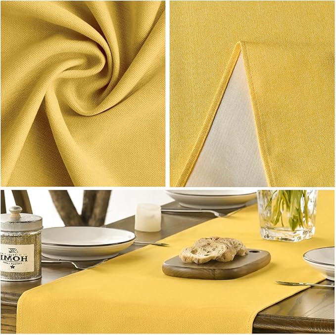 Artoid Mode Yellow Table Runner, Seasonal Summer Fall Washable Kitchen Dining Table Decoration for Home Party Decor 13x108 Inch