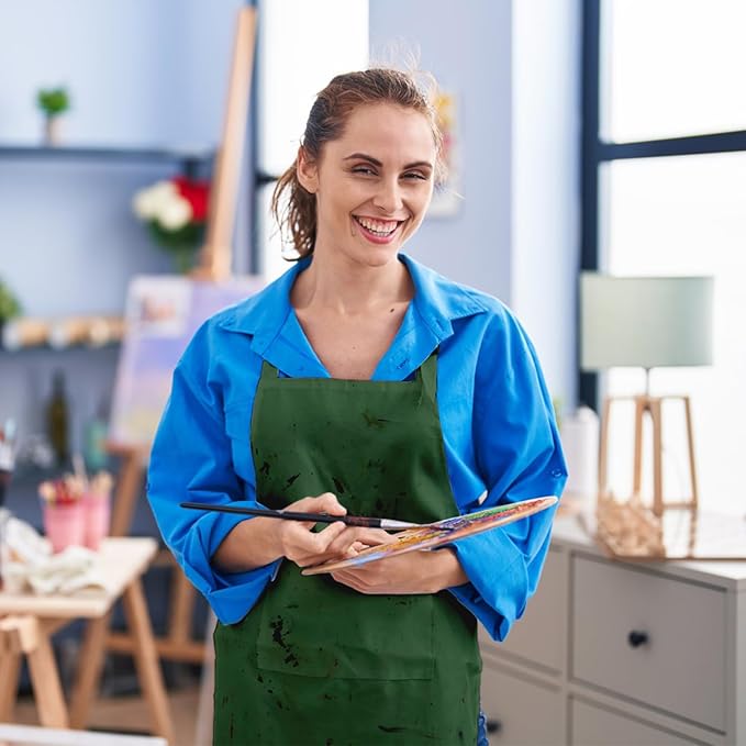 15 Pcs Adult Aprons Bulk with Pockets Adjustable Bib Chef Apron for Women Men Painting Cooking Crafting (S/L)