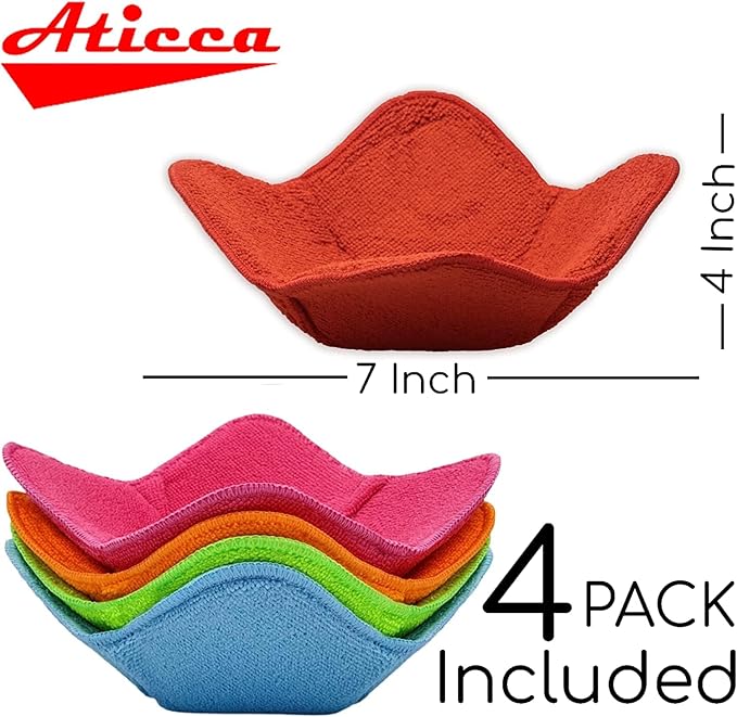 Aticca Microwave Bowl Cozy Holders for Hot Food Set of 4 Hot Pads for Bouillon Cups Multipurpose Heat Proof Plate Holder