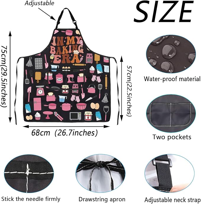WSNANG Funny Baking Aprons with Pockets In My Baking Era Apron Bakers Gifts Pastry Chef Gift