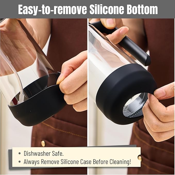 PARACITY 2 in 1 Oil Dipenser Bottle with Silicone Bottom (Black-2PCS)