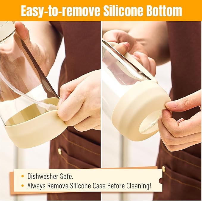 PARACITY 2 in 1 Oil Dipenser Bottle with Silicone Bottom (White-2PCS)