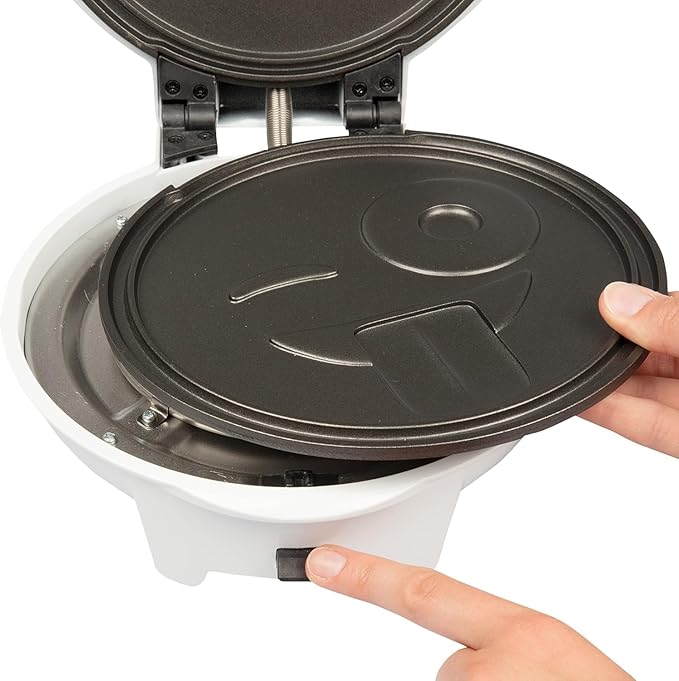Emoji Smiley Face Waffle & Pancake Maker w 2 Removable Plate Sets- Fun Breakfast Maker for Kids & Families, Cute Nonstick Novelty Waffler for Easy Homemade Waffles- Gift for Birthday, Brunch, Everyday