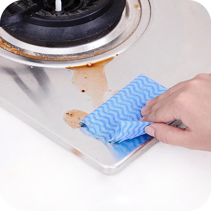Blue Disposable Kitchen Cleaning Towel Heavy Duty Cleaning Rags Disposable Dish Cloths 100 Count/Pack