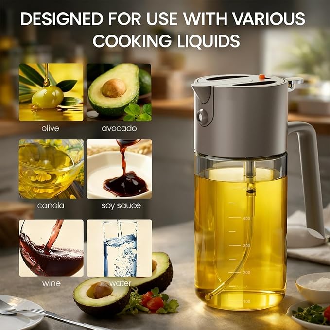 Costop Professional 500ml Glass Oil Sprayer - 3-in-1 Kitchen Tool: Fine Mist, Stream & Pour | Leak-Proof Design for Air Fryer, BBQ & Cooking | BPA-Free