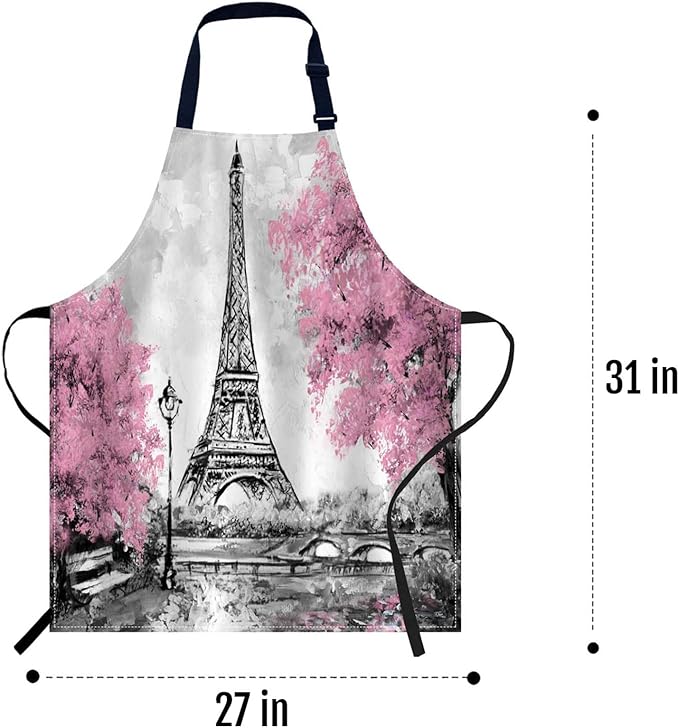 oFloral Paris European City Landscape Apron Unisex Adjustable Bib Apron, Cooking Kitchen Chef Apron, Women Men Apron for Home Kitchen, Restaurant, Coffee house