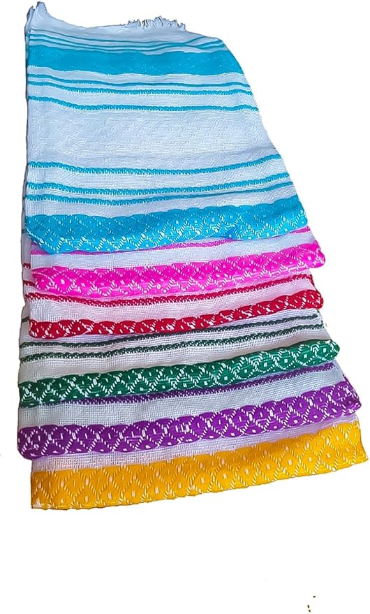 Jacq & Jürgen - Set of 6 Traditional Mexican Tortilla Warmer Cloths - 100% Cotton Handmade Fabric - Reusable Kitchen Napkins for Bread & Tortillas