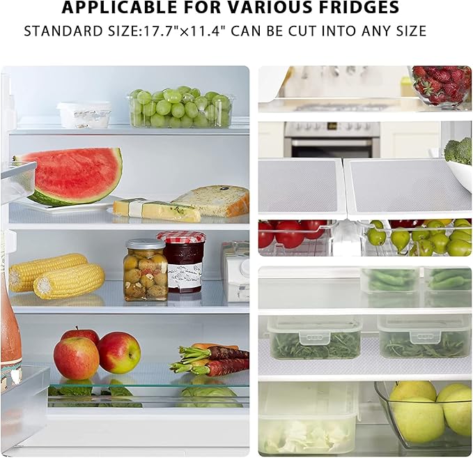 9 Pack Washable Waterproof Fridge Liners and Drawer Mats, Refrigerator Shelving Pads in White