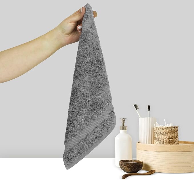 Chakir Turkish Linens 100% Cotton Premium Turkish Towels for Bathroom | 13'' x 13'' (6-Piece Washcloth, Gray)