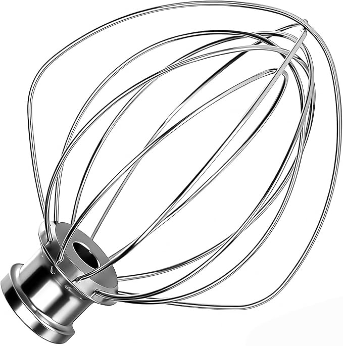 KN256WW Stainless Steel 6-Wire Mixer, for Kitchenaid Whisk Attachment, Compatible with 5plus-6Quart Bowl Lift Stand Mixer, Food Grade, Suitable for Mixing Cream and Cake, Dishwasher Washable