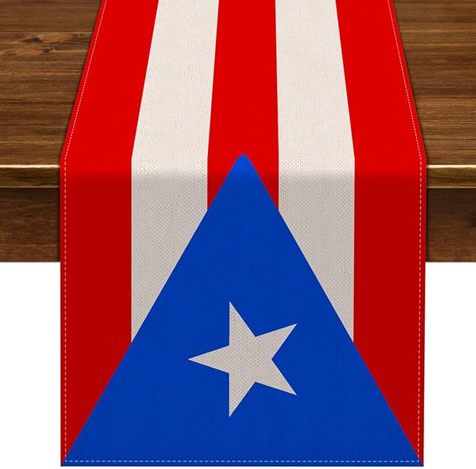 Nepnuser Puerto Rican Table Runner for Puerto Rico Themed Party Decoration Home Kitchen Dining Room Dinner Linen Table Decor (13" x 108")