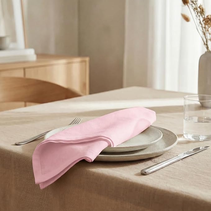 Urban Villa Cloth Napkins Pink Dinner Napkins Set of 12(20X20)100% Cotton Slub Absorbent Washable Durable Reusable Cloth Napkins Ideal for Easter Decorations Hotel Collection Farmhouse Parties Napkins