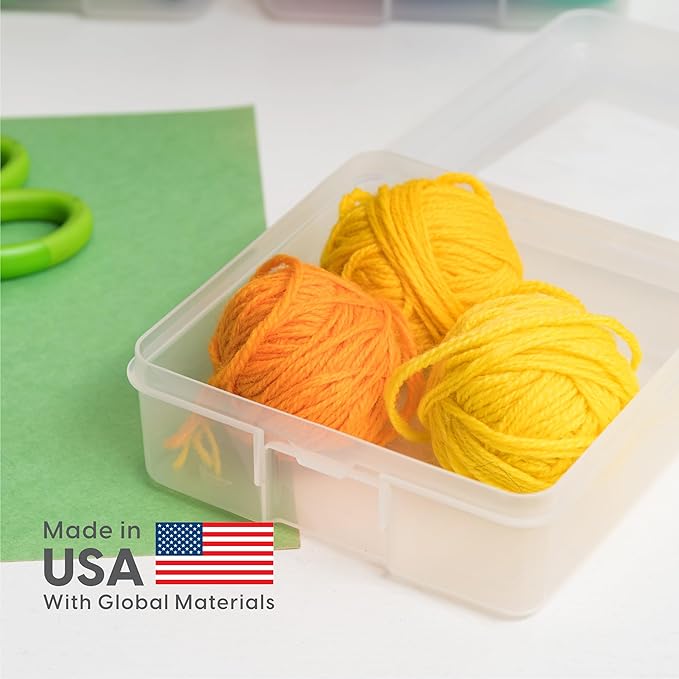 IRIS USA Pencil Case Boxes, 10-Pack, |Made in USA|, Plastic Bead Organizing Containers with Snap Lid for Arts, Crafts, Ephemera, Stickers, & Dance Cheer, Clear - Small