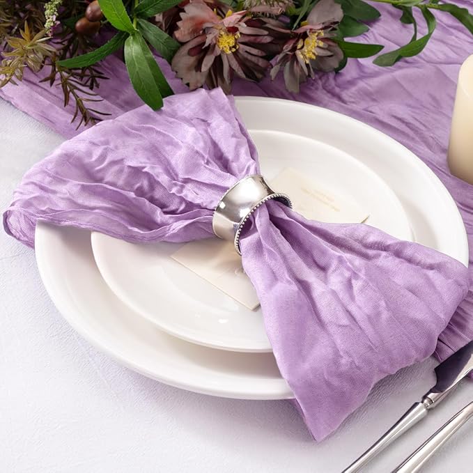 50 Pack Lilac Cheesecloth Napkins Cloth Spring Summer Cloth Napkins Set of 50 Bulk 21x21 Inches for Wedding Baby Bridal Shower Birthday Dinner Party Home Table Decor