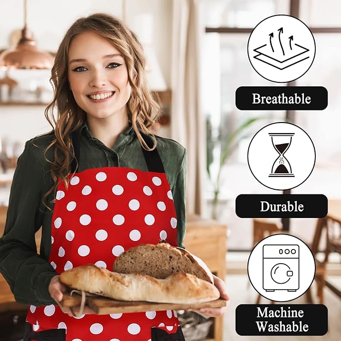 RosieLily Retro Aprons for Women with Pockets Vintage Apron Kitchen Apron for Cooking Baking Cute