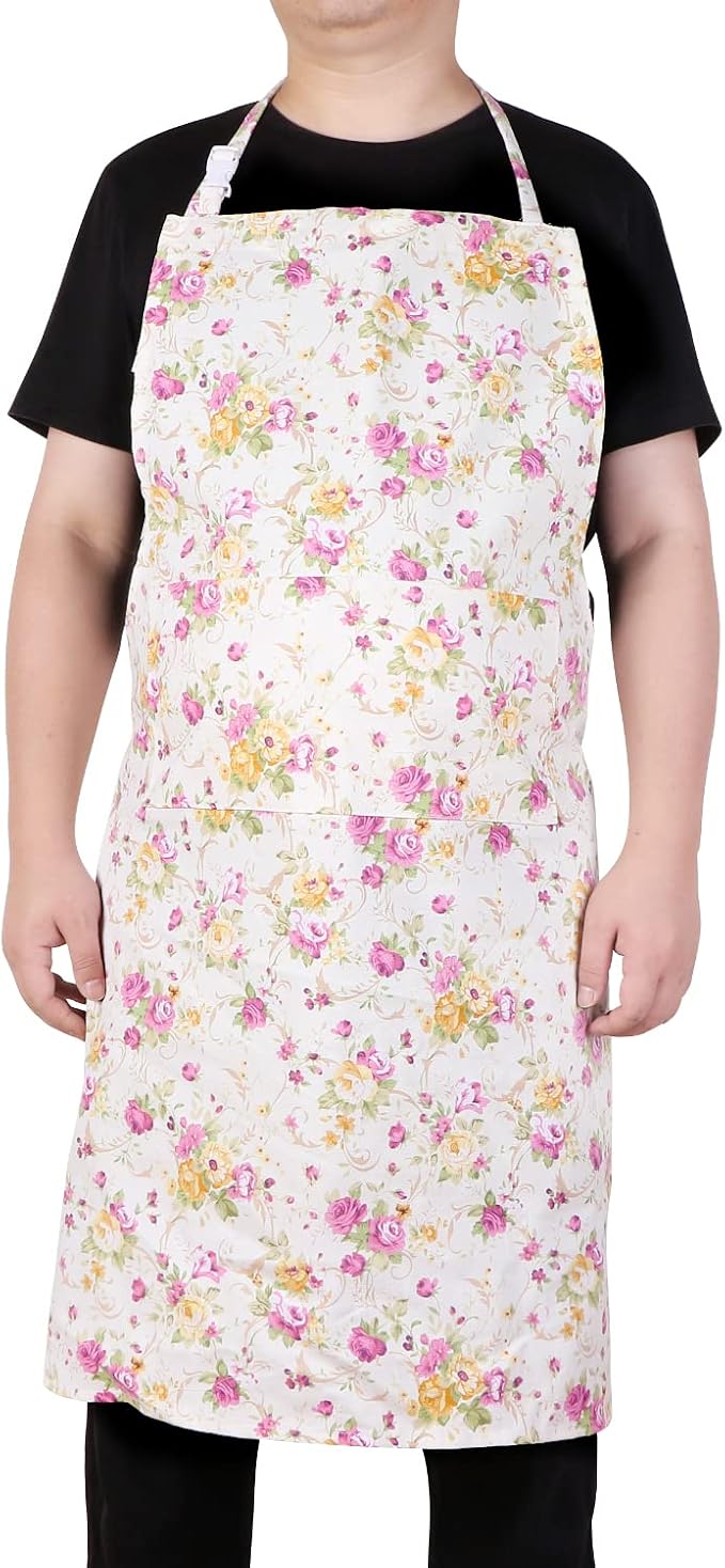 LOLOMLO Oversize Canvas Cotton Apron, Extra Large Aprons with Long Strap, Adjustable Neck Tear Resistant Plus Size aprons
