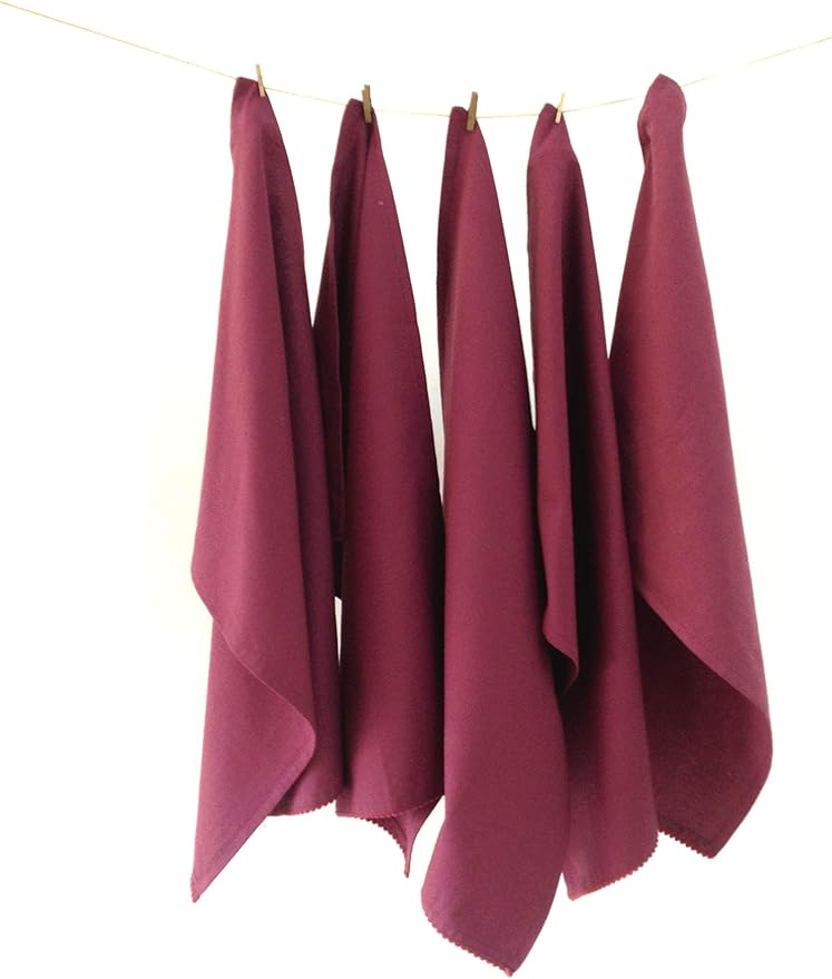 TARAN LIVING Kitchen Towels with Hanging Loop 100% Cotton Solid Kitchen Dish Cloths, Valentine Decor Kitchen Hand Towel Reusuable Dish Towel for Cleaning & Drying 18"x 28", Pack of 6 Deep Purple