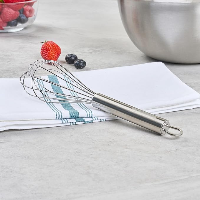 Restaurantware 9 in Stainless Steel Wire Whisk - German Standard Kitchen Balloon Whisk with Ergonomic Handle, Dishwasher Safe - Durable French Whisk for Cooking, Mixing Thick Batter and Sauce
