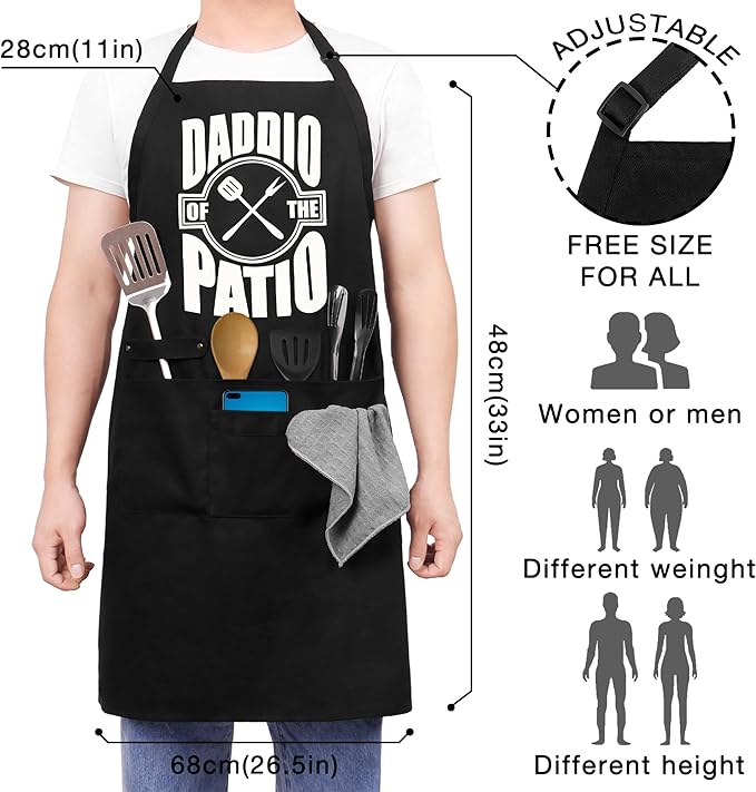 Funny Cooking Chef Apron with Pockets BBQ Kitchen Work Aprons Birthday Dad Creative Gifts