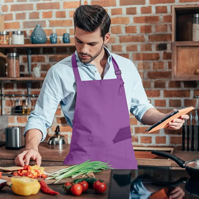 15 Pcs Adult Aprons Bulk with Pockets Adjustable Bib Chef Apron for Women Men Painting Cooking Crafting (S/L)
