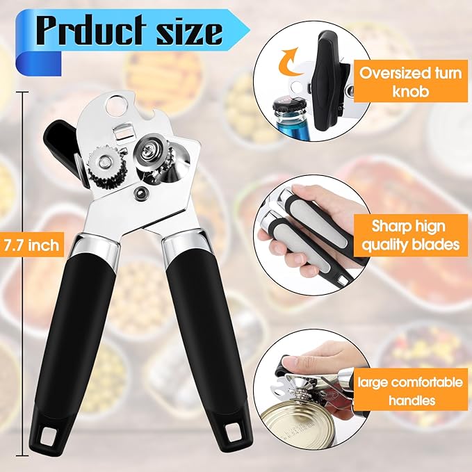 Gisafai 12 Pcs Manual Can Opener with Sharp Blade Smooth Edge Multifunctional Kitchen Gadget Handheld Openers Oversized Handheld Knob Can and Bottle Animals