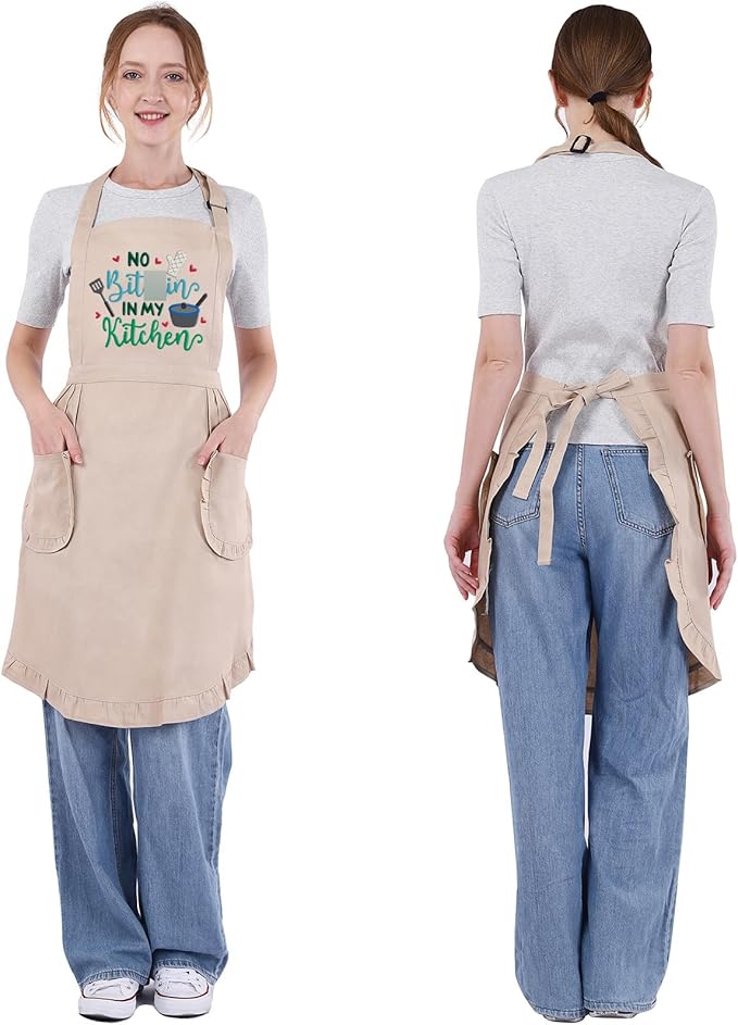 Fairy's Gift Funny Cooking Aprons for Women, Cute Embroidered Womens Kitchen Apron with Pockets for Cooking Baking - Fun Mothers Day, Birthday, Baking Gifts for Mom Wife Grandma Baker Daughter Chef