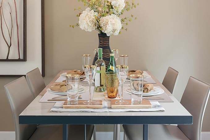 homing Cotton Linen Placemats Set of 6, Cloth Washable Farmhouse Dining Table Mats for Indoors & Outdoors, Easy to Clean, Neutral Beige, 13 x 19 Inch