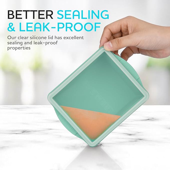 Xomoo 2 Cup Silicone Freezer Trays with Lids, Silicone Soup Freezer Molds - Leakproof, BPA-Free, Stackable, Microwave & Dishwasher Safe, Perfect for Soups, Sauces, Meal Prep, and Baked Goods - 4 Pack
