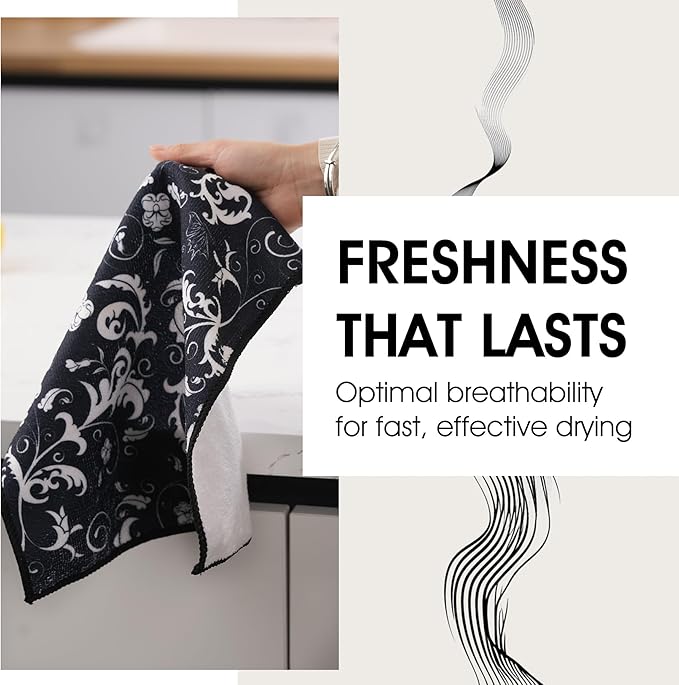 Microfiber Kitchen Towels 11.8" X 11.8" (6 Pack) Quick Dry Dish Towel with Hanging Loop, Ultra Absorbent Reusable Cleaning Dishcloths, Sustainable Decorative Hand Towels Housewarming Gifts