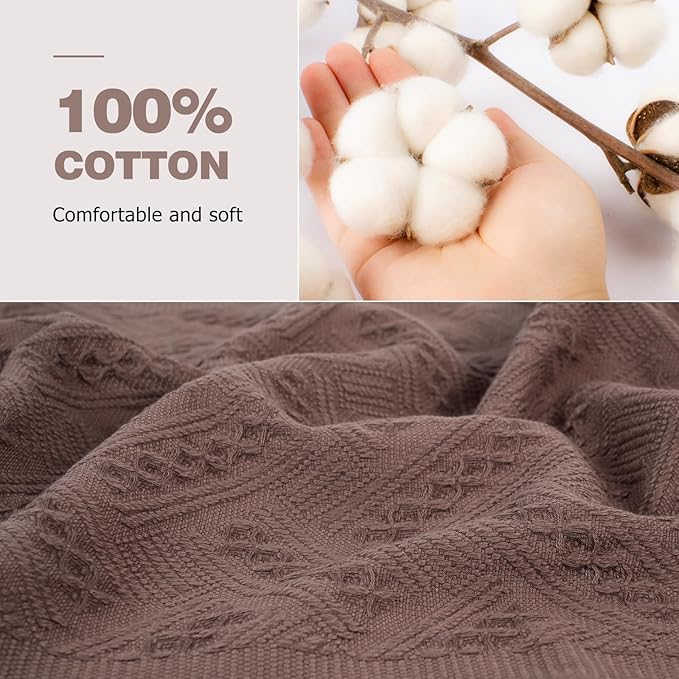 Luxury Decorative Hand Towels Bathroom: 2 Packs 14X30 100% Cotton Turkish Absorbent Soft Face Towel Set for Boho Bathroom Decor Kitchen Hotel Spa Farmhouse Guest Tea Gift (02 Boho White, 14"x30")