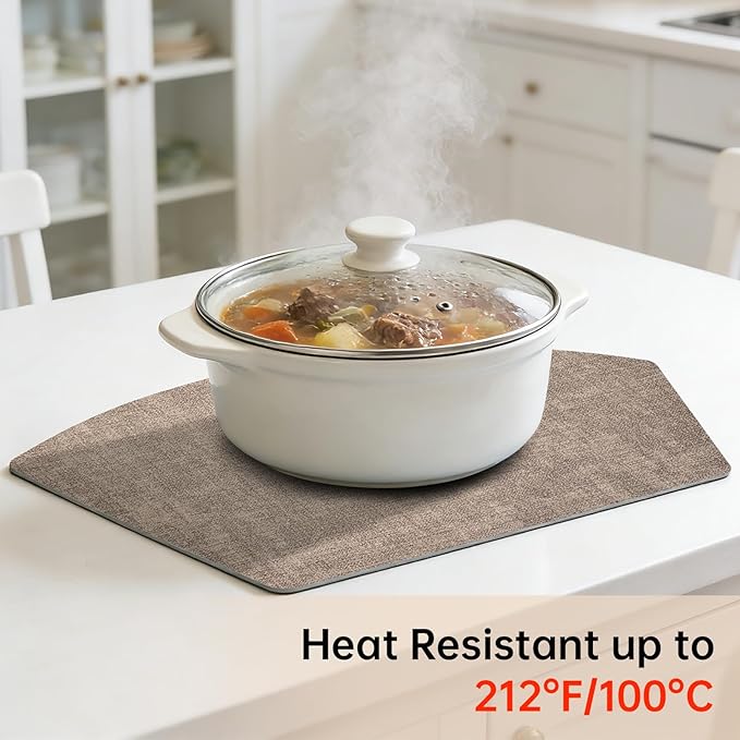 Round Table Placemats Set of 6, Dual-Sided Wedge Shape Faux Leather Table Mats, Washable Wipeable Heat Resistant Place Mats for Outdoor Indoor, Camel Gray