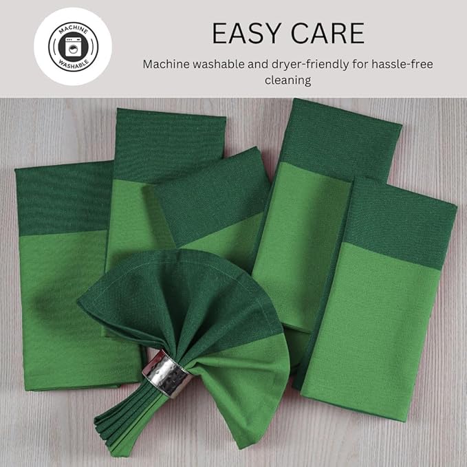 Set of 6 Cloth Dinner Napkins 100% Cotton - Soft Durable Washable - for Dining Parties Weddings Christmas Easter and Everyday Use Farmhouse Table Cloth Napkins 18x18 Inch Green