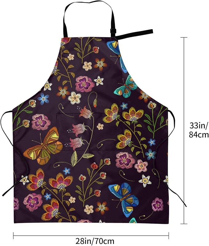 Perinsto Waterproof Apron With 2 Pockets Kitchen Chef Aprons Bibs For Cooking Baking Painting Gardening Grooming