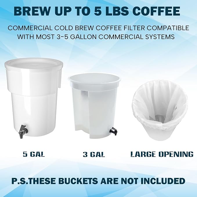 50 PIECE Cold Brew Coffee Filters with Drawstring, 20" X 20" Cold Brew Bags for Cold Brew Coffee Makers, Brew Up To 5 LBS Coffee